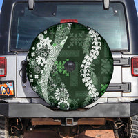Hawaii Puakenikeni and Maile Lei Spare Tire Cover Green Japanese Wave Style - Polynesian Pride
