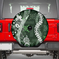 Hawaii Puakenikeni and Maile Lei Spare Tire Cover Green Japanese Wave Style - Polynesian Pride