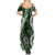 Hawaii Puakenikeni and Maile Lei Summer Maxi Dress Green Japanese Wave Style - Polynesian Pride