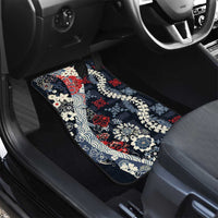 Hawaii Puakenikeni and Maile Lei Car Mats Navy Blue Japanese Wave Style - Polynesian Pride
