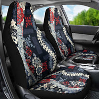 Hawaii Puakenikeni and Maile Lei Car Seat Cover Navy Blue Japanese Wave Style - Polynesian Pride