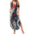 Hawaii Puakenikeni and Maile Lei Summer Maxi Dress Navy Blue Japanese Wave Style - Polynesian Pride