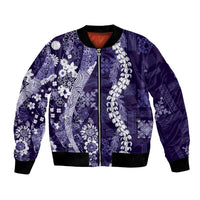 Hawaii Puakenikeni and Maile Lei Bomber Jacket Purple Japanese Wave Style - Polynesian Pride