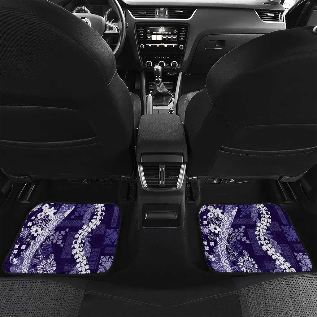 Hawaii Puakenikeni and Maile Lei Car Mats Purple Japanese Wave Style - Polynesian Pride