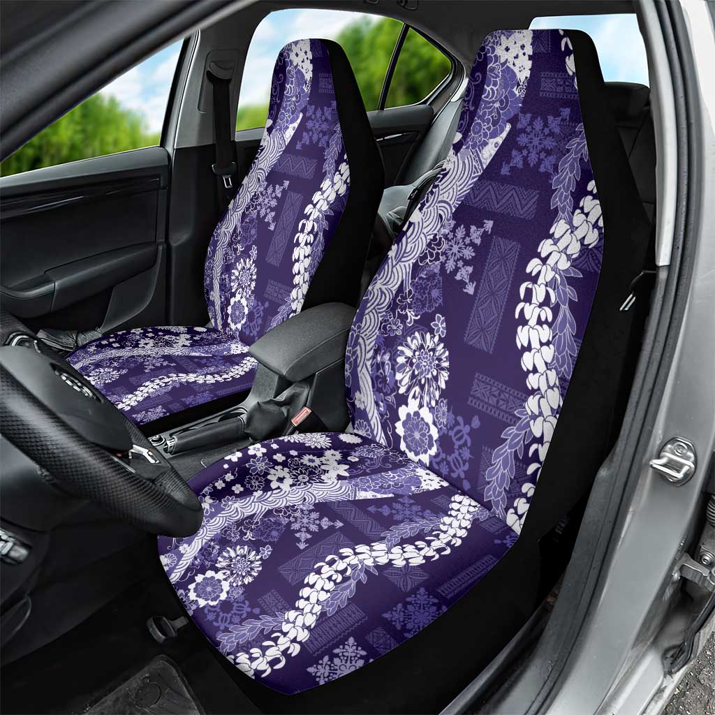 Hawaii Puakenikeni and Maile Lei Car Seat Cover Purple Japanese Wave Style - Polynesian Pride