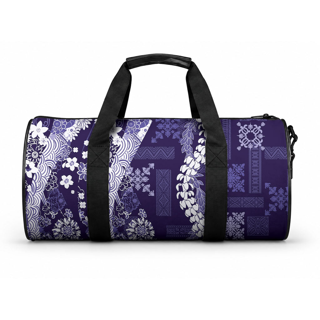 Hawaii Puakenikeni and Maile Lei Duffle Bag Purple Japanese Wave Style LT9 One size Purple - Polynesian Pride