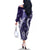 Hawaii Puakenikeni and Maile Lei Family Matching Off The Shoulder Long Sleeve Dress and Hawaiian Shirt Purple Japanese Wave Style - Polynesian Pride