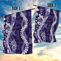 Hawaii Puakenikeni and Maile Lei Garden Flag Purple Japanese Wave Style - Polynesian Pride