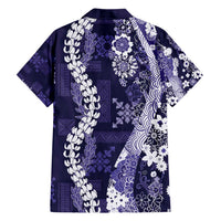 Hawaii Puakenikeni and Maile Lei Hawaiian Shirt Purple Japanese Wave Style - Polynesian Pride