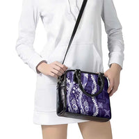 Hawaii Puakenikeni and Maile Lei Shoulder Handbag Purple Japanese Wave Style - Polynesian Pride