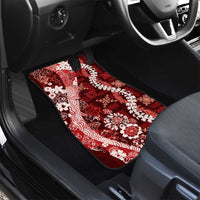 Hawaii Puakenikeni and Maile Lei Car Mats Red Japanese Wave Style - Polynesian Pride