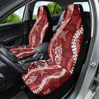 Hawaii Puakenikeni and Maile Lei Car Seat Cover Red Japanese Wave Style - Polynesian Pride