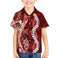 Hawaii Puakenikeni and Maile Lei Hawaiian Shirt Red Japanese Wave Style - Polynesian Pride