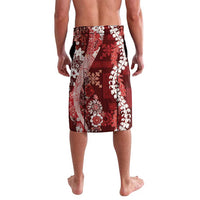 Hawaii Puakenikeni and Maile Lei Lavalava Red Japanese Wave Style - Polynesian Pride