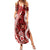 Hawaii Puakenikeni and Maile Lei Summer Maxi Dress Red Japanese Wave Style - Polynesian Pride