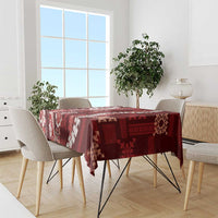 Hawaii Puakenikeni and Maile Lei Tablecloth Red Japanese Wave Style LT9 - Polynesian Pride