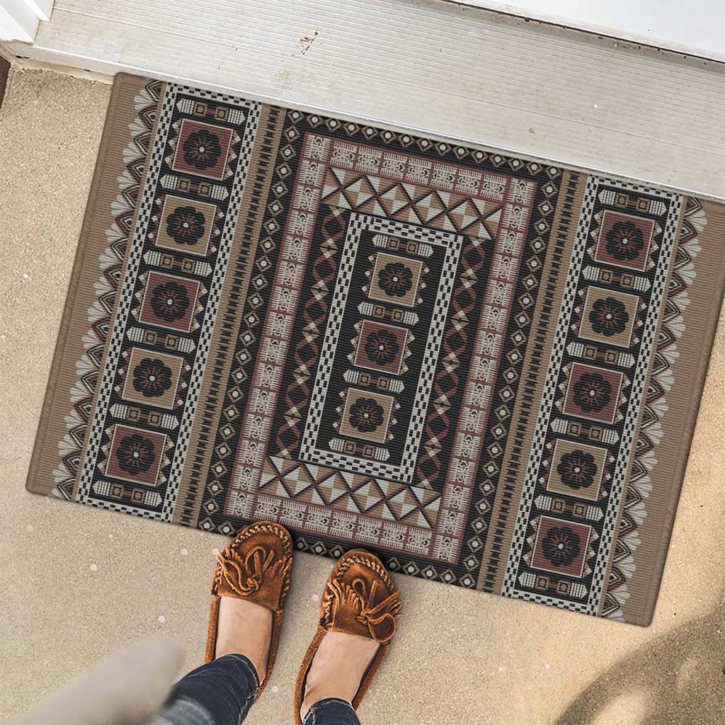 Bula Fiji Rubber Doormat Vintage Fijian Tribal Tapa Pattern - Polynesian Pride