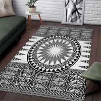 All White Tonga Malo e lelei Area Rug Vintage Ngatu Tribal Pattern LT9 White - Polynesian Pride