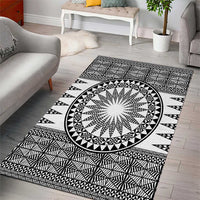 All White Tonga Malo e lelei Area Rug Vintage Ngatu Tribal Pattern LT9 - Polynesian Pride
