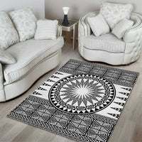 All White Tonga Malo e lelei Area Rug Vintage Ngatu Tribal Pattern LT9 - Polynesian Pride