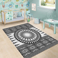 All White Tonga Malo e lelei Area Rug Vintage Ngatu Tribal Pattern LT9 - Polynesian Pride