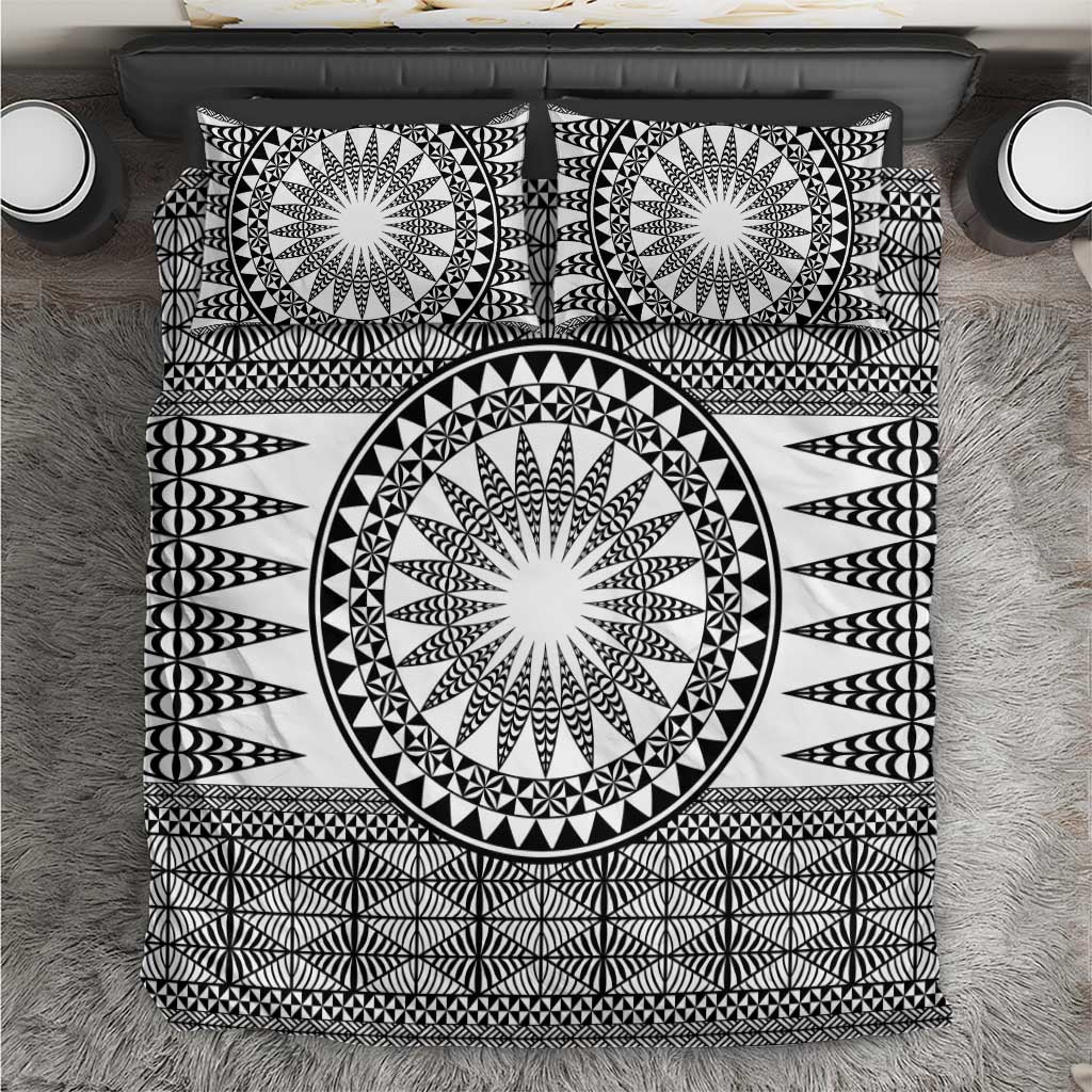 All White Tonga Malo e lelei Bedding Set Vintage Ngatu Tribal Pattern LT9 White - Polynesian Pride