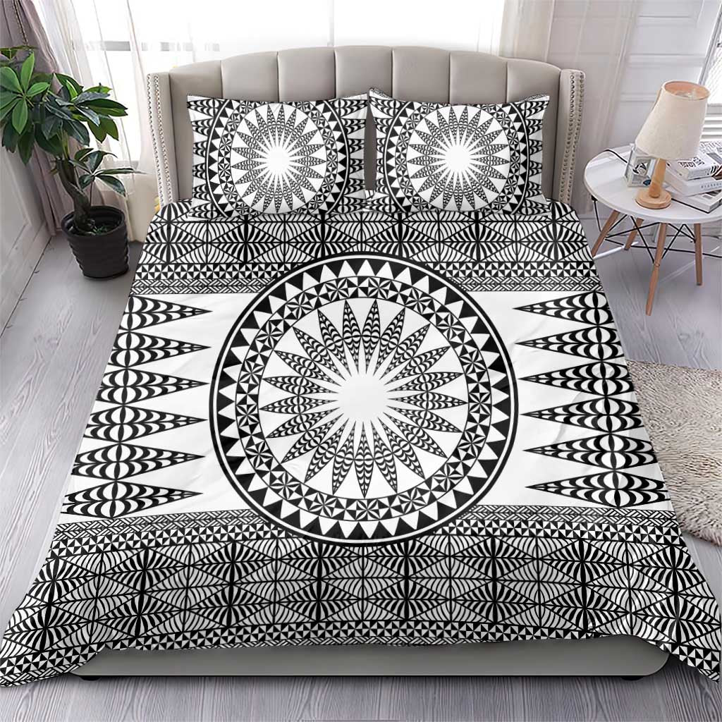 All White Tonga Malo e lelei Bedding Set Vintage Ngatu Tribal Pattern LT9 - Polynesian Pride