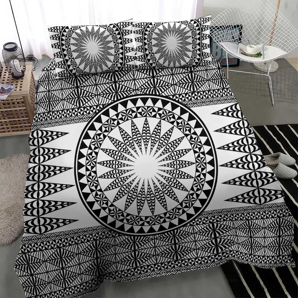 All White Tonga Malo e lelei Bedding Set Vintage Ngatu Tribal Pattern LT9 - Polynesian Pride