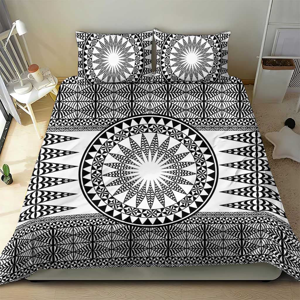 All White Tonga Malo e lelei Bedding Set Vintage Ngatu Tribal Pattern LT9 - Polynesian Pride