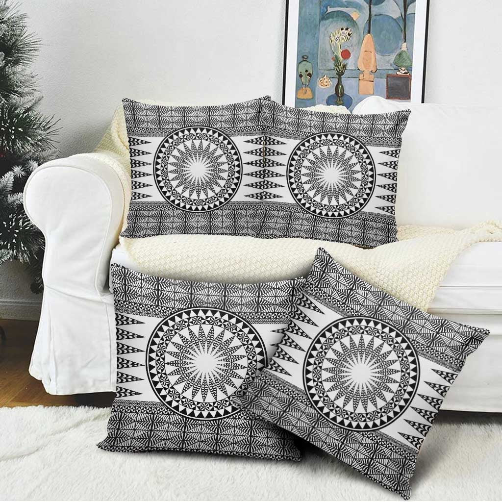 All White Tonga Malo e lelei Pillow Cover Vintage Ngatu Tribal Pattern LT9 - Polynesian Pride