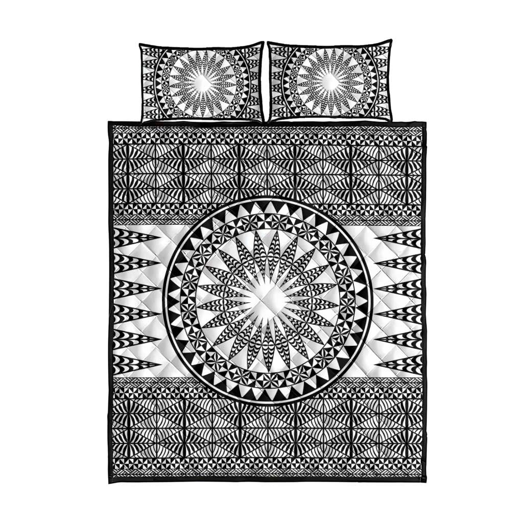 All White Tonga Malo e lelei Quilt Bed Set Vintage Ngatu Tribal Pattern LT9 - Polynesian Pride