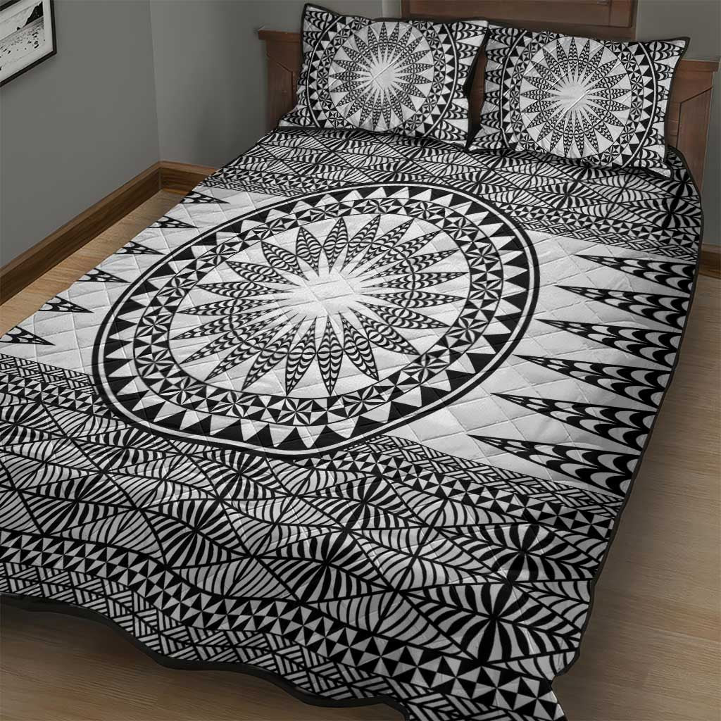 All White Tonga Malo e lelei Quilt Bed Set Vintage Ngatu Tribal Pattern LT9 - Polynesian Pride