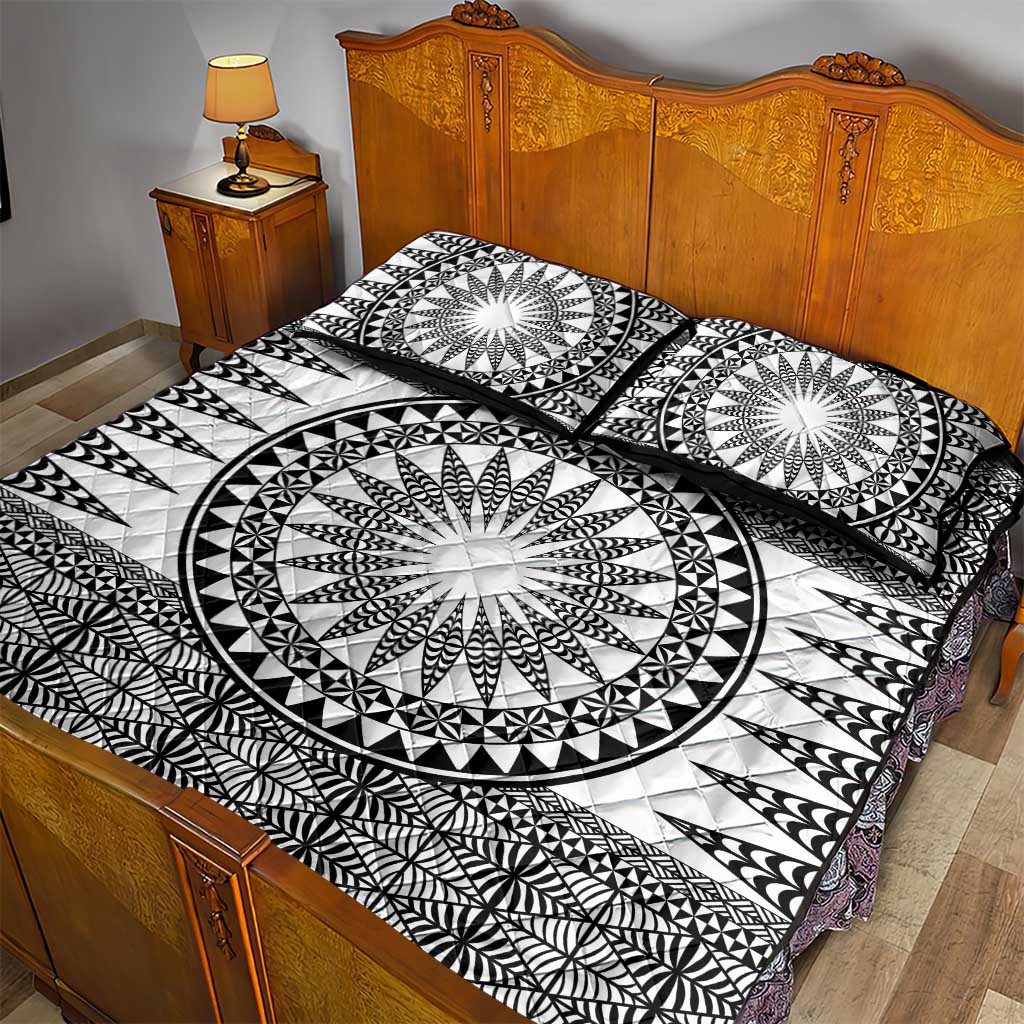 All White Tonga Malo e lelei Quilt Bed Set Vintage Ngatu Tribal Pattern LT9 - Polynesian Pride