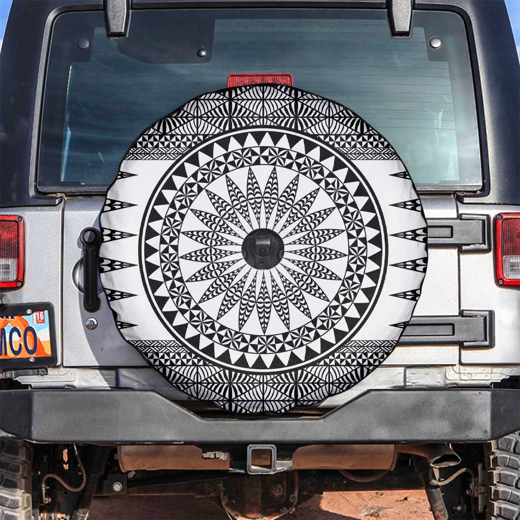 All White Tonga Malo e lelei Spare Tire Cover Vintage Ngatu Tribal Pattern LT9 White - Polynesian Pride
