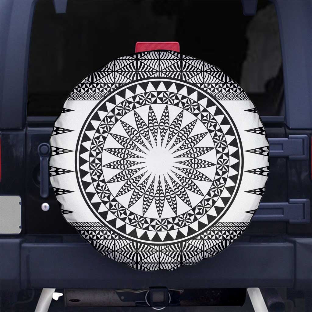 All White Tonga Malo e lelei Spare Tire Cover Vintage Ngatu Tribal Pattern LT9 No hole White - Polynesian Pride
