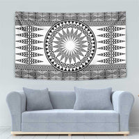 All White Tonga Malo e lelei Tapestry Vintage Ngatu Tribal Pattern - Polynesian Pride