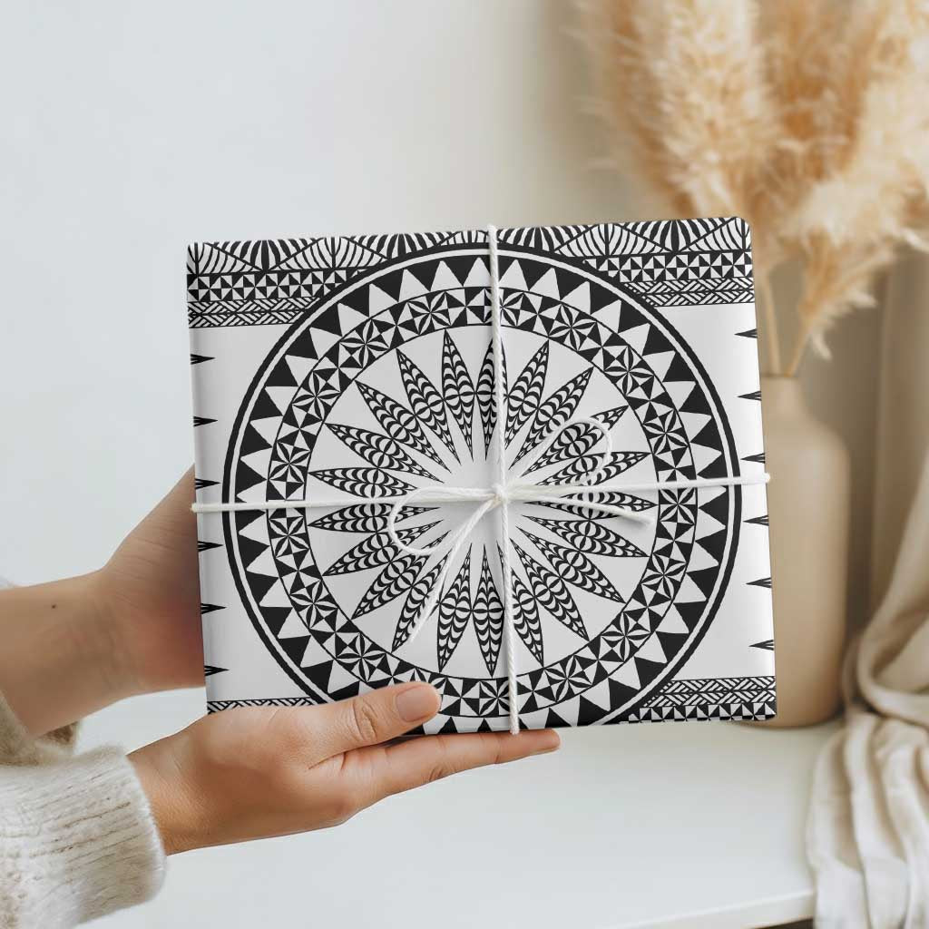 All White Tonga Malo e lelei Wrapping Paper Vintage Ngatu Tribal Pattern - Polynesian Pride