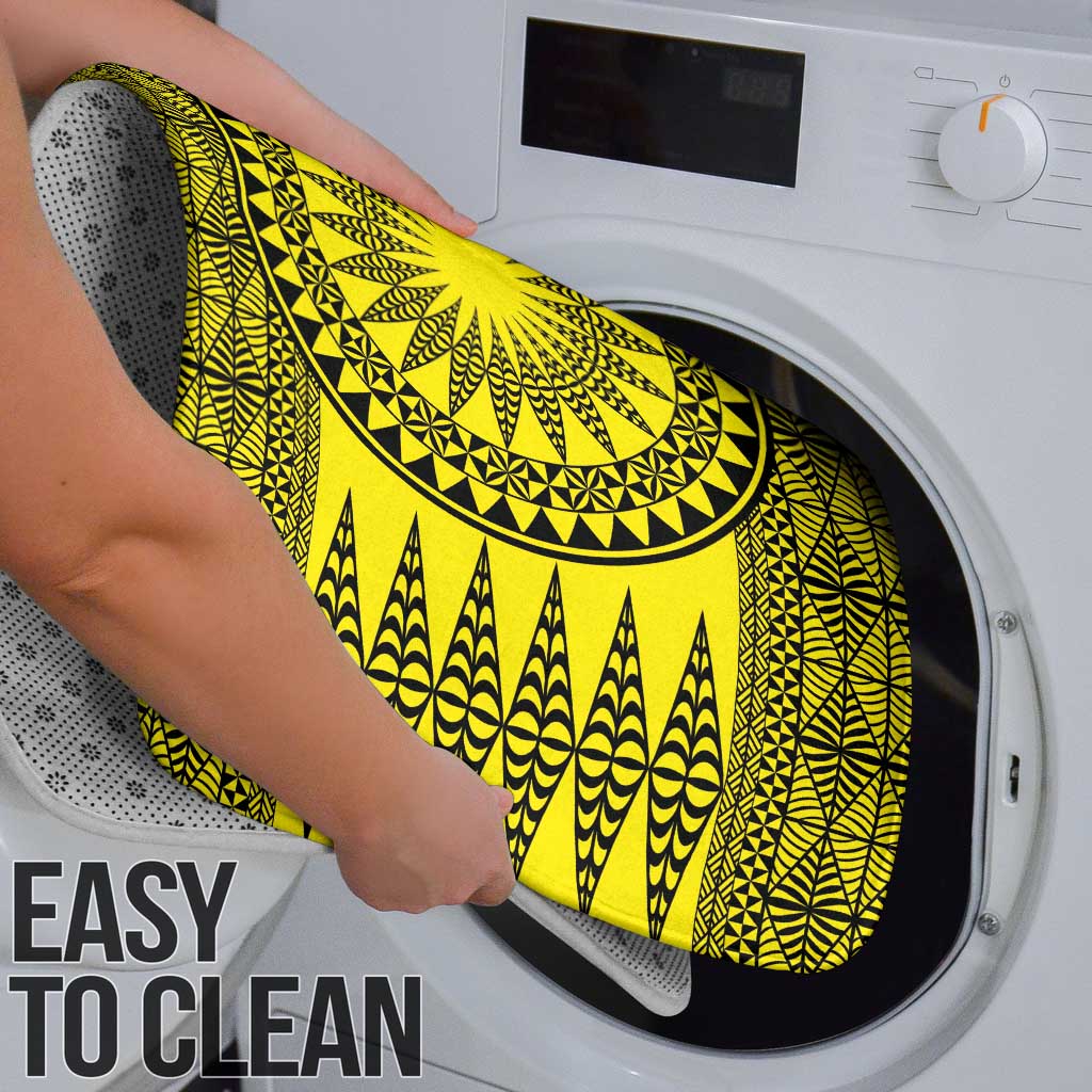 All Yellow Tonga Malo e lelei Bathroom Set Vintage Ngatu Tribal Pattern - Polynesian Pride