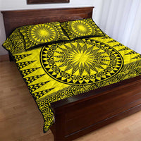 All Yellow Tonga Malo e lelei Quilt Bed Set Vintage Ngatu Tribal Pattern LT9 - Polynesian Pride