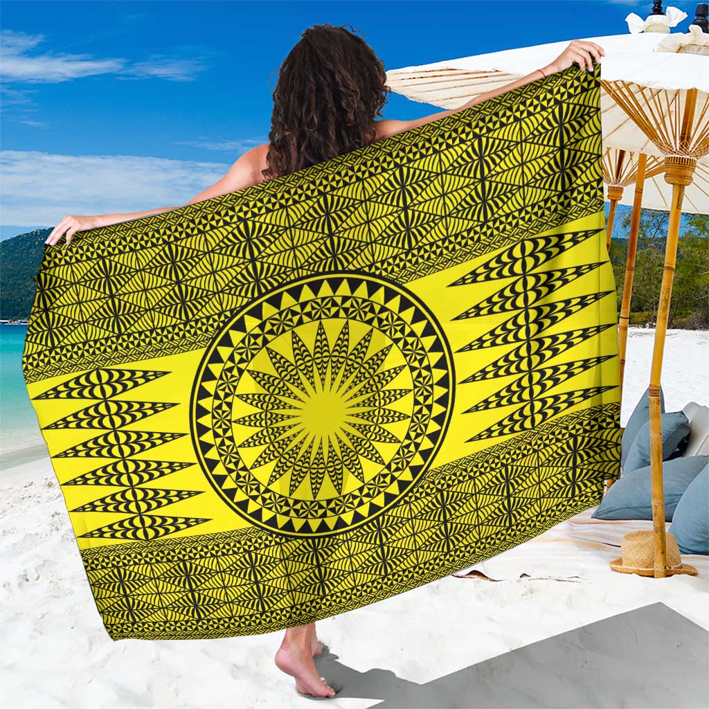 All Yellow Tonga Malo e lelei Sarong Vintage Ngatu Tribal Pattern LT9 One Size 44 x 66 inches Yellow - Polynesian Pride