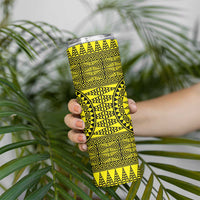 All Yellow Tonga Malo e lelei Skinny Tumbler Vintage Ngatu Tribal Pattern - Polynesian Pride