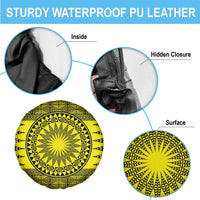 All Yellow Tonga Malo e lelei Spare Tire Cover Vintage Ngatu Tribal Pattern - Polynesian Pride