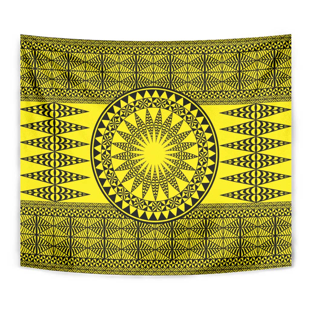 All Yellow Tonga Malo e lelei Tapestry Vintage Ngatu Tribal Pattern - Polynesian Pride