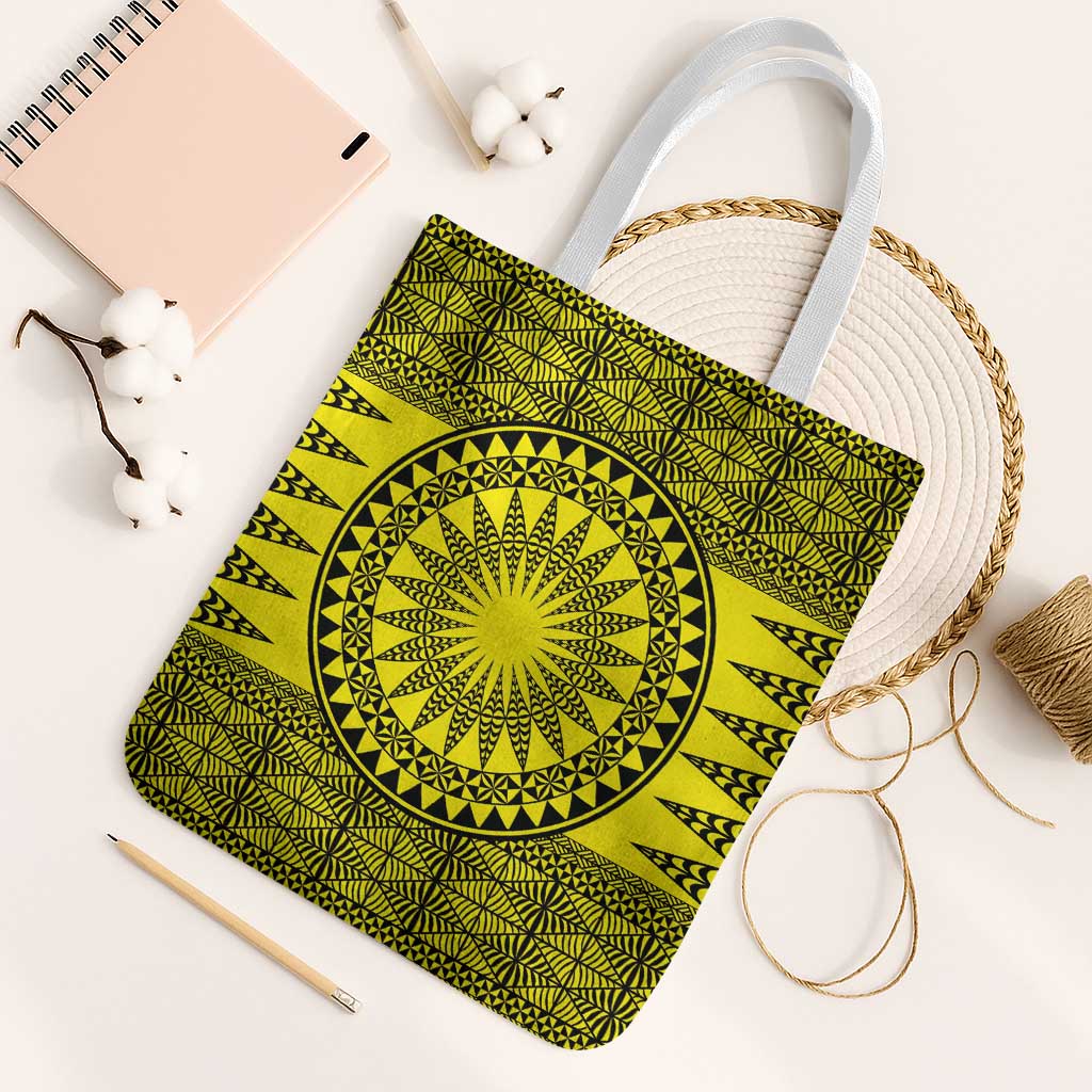 All Yellow Tonga Malo e lelei Tote Bag Vintage Ngatu Tribal Pattern - Polynesian Pride