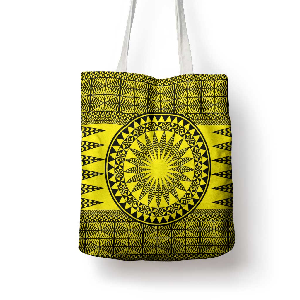 All Yellow Tonga Malo e lelei Tote Bag Vintage Ngatu Tribal Pattern - Polynesian Pride