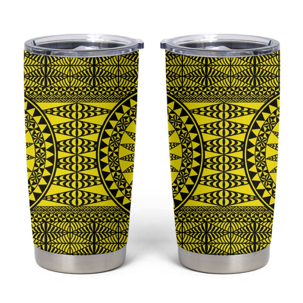 All Yellow Tonga Malo e lelei Tumbler Cup Vintage Ngatu Tribal Pattern - Polynesian Pride