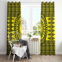 All Yellow Tonga Malo e lelei Window Curtain Vintage Ngatu Tribal Pattern LT9 - Polynesian Pride