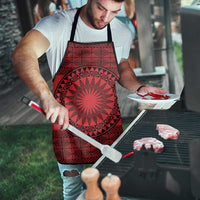 All Red Tonga Malo e lelei Apron Vintage Ngatu Tribal Pattern - Polynesian Pride