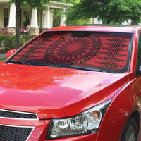 All Red Tonga Malo e lelei Auto Sun Shade Vintage Ngatu Tribal Pattern - Polynesian Pride