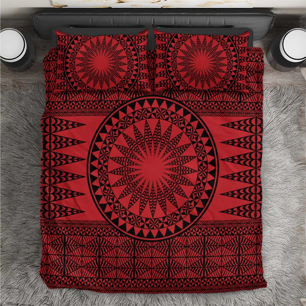 All Red Tonga Malo e lelei Bedding Set Vintage Ngatu Tribal Pattern LT9 Red - Polynesian Pride